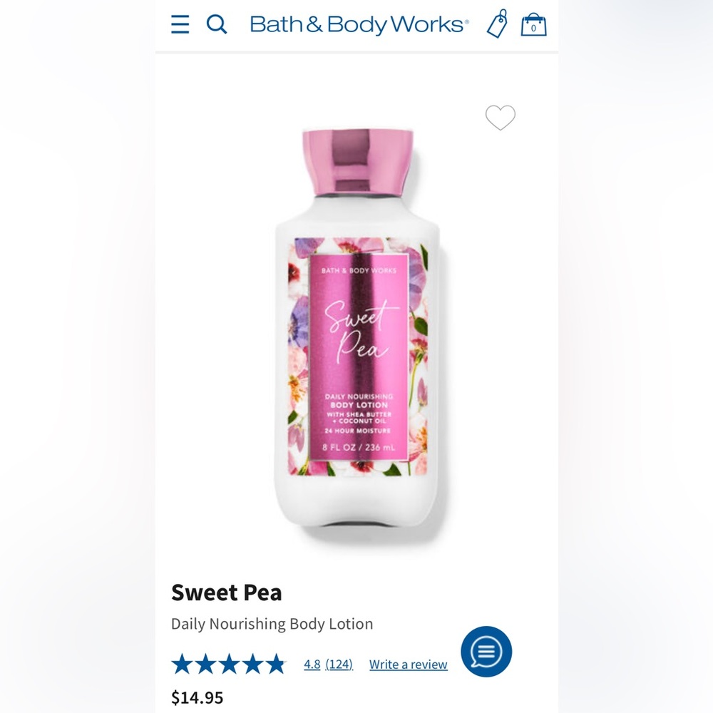 Bath and Body Works Sweet Pea Daily Nourishing Body Lotion